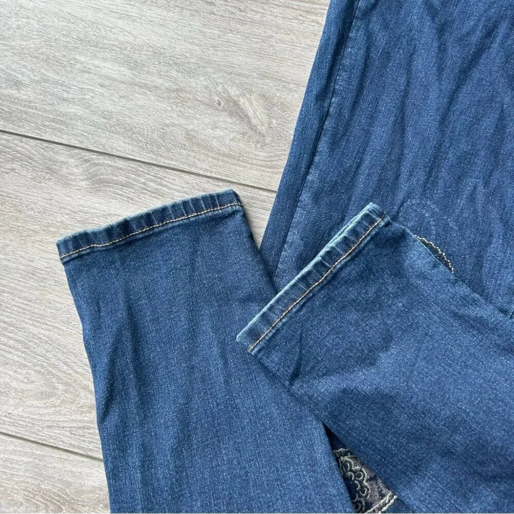 Joseph Ribkoff Paisley Embroidered Stretchy Skinny Jeans - Picture 12 of 15
